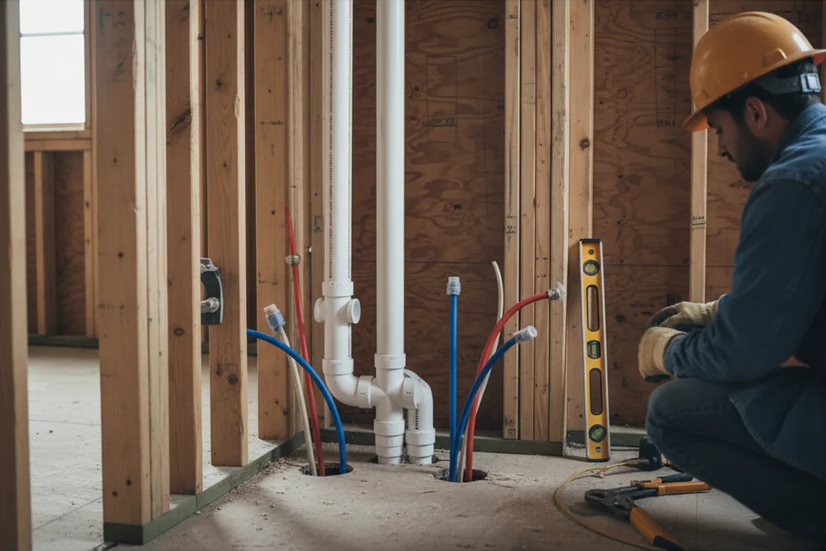 Drain and supply rough-in during Leak Detection in Kemp