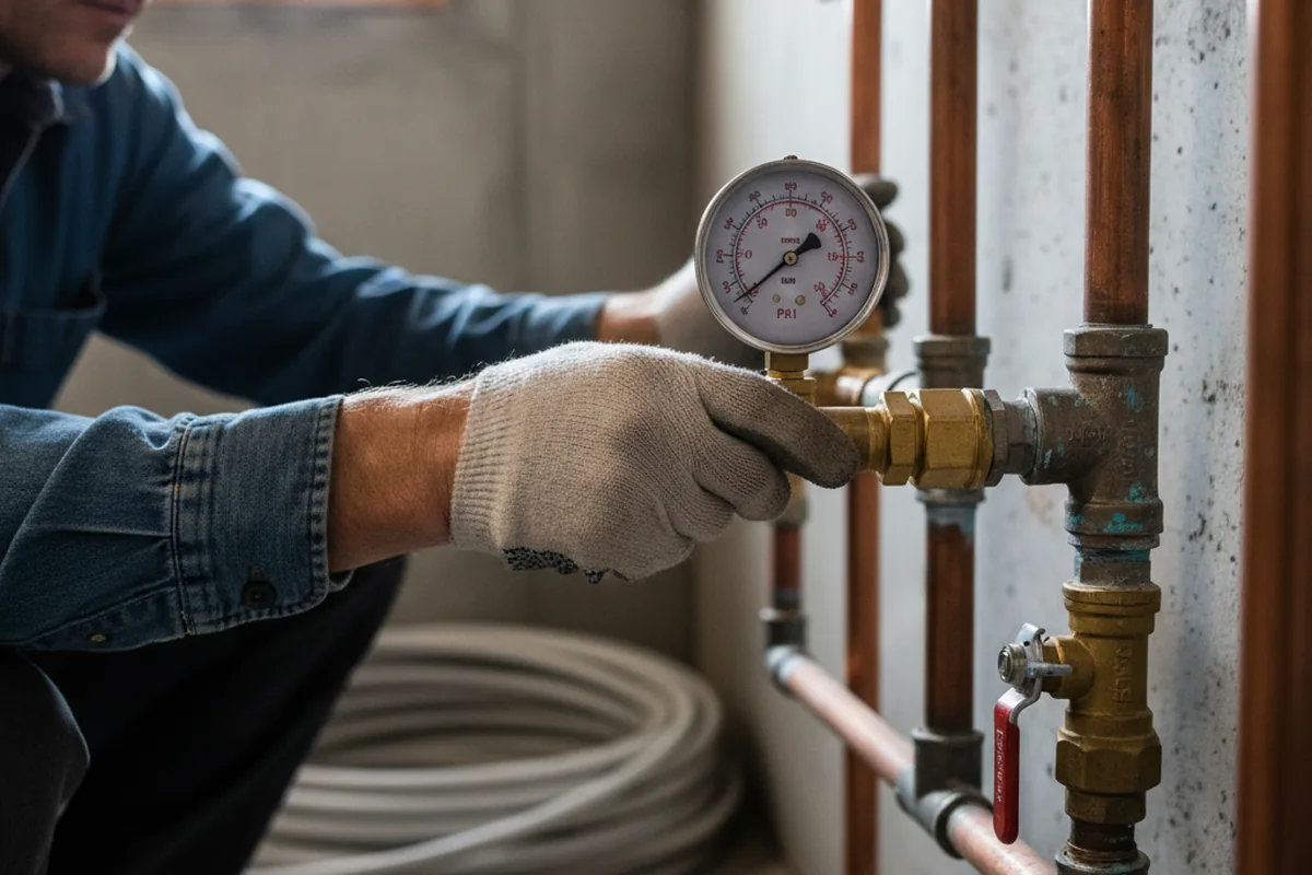 Pressure testing a repaired line during Water Line Repair in Kemp